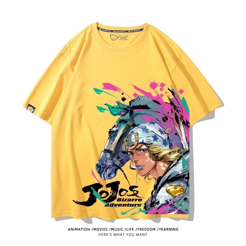 JOJO的奇妙冒險飆馬野郎周邊 男女同款親子情侶 印花短袖T恤