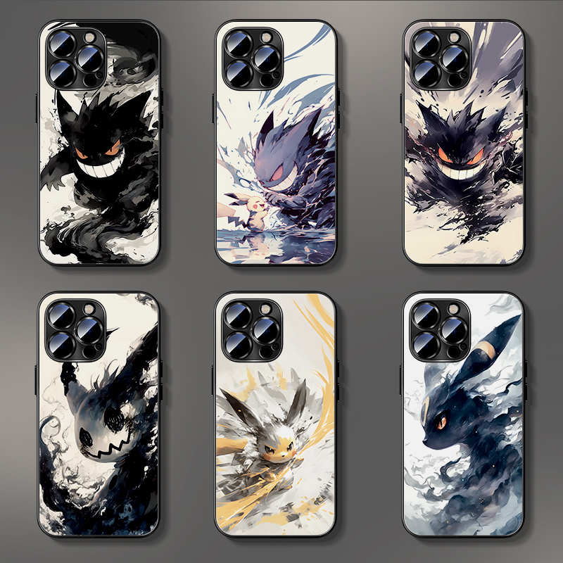 寶可夢水墨風AG磨砂玻璃手機殼-CASEZONE