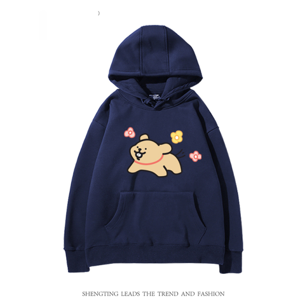 線條小狗新款 親子情侶男女款連帽衛衣-CASEZONE