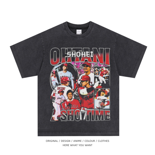 大谷翔平 Shohei Ohtani 美式复古水洗做舊T恤