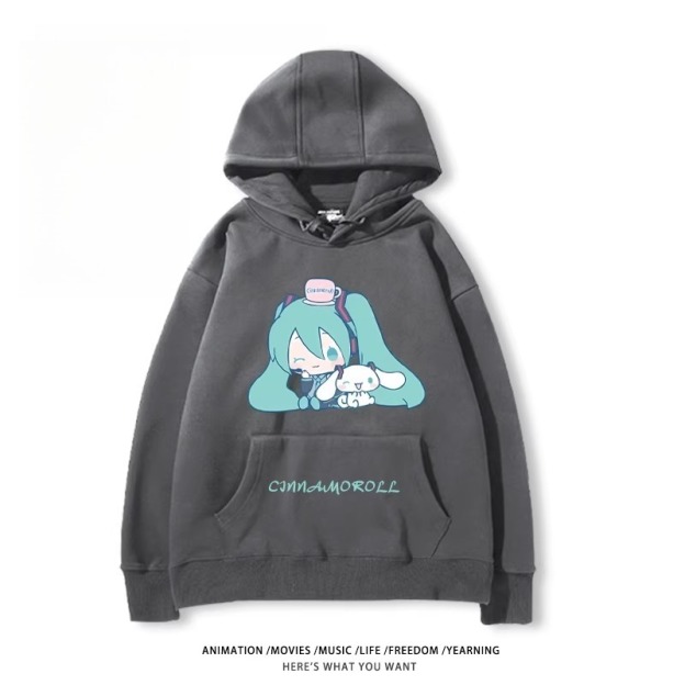 初音未來X三麗鷗新款 親子情侶男女款連帽衛衣