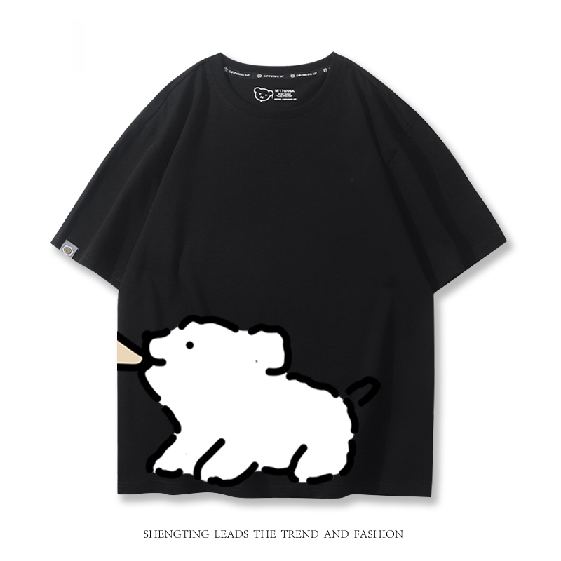 線條小狗 2024親子情侶男女同款 T恤