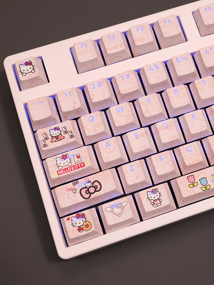 凱蒂貓Hello Kitty透光RGB108鍵標準配列衛星軸鍵帽-CASEZONE