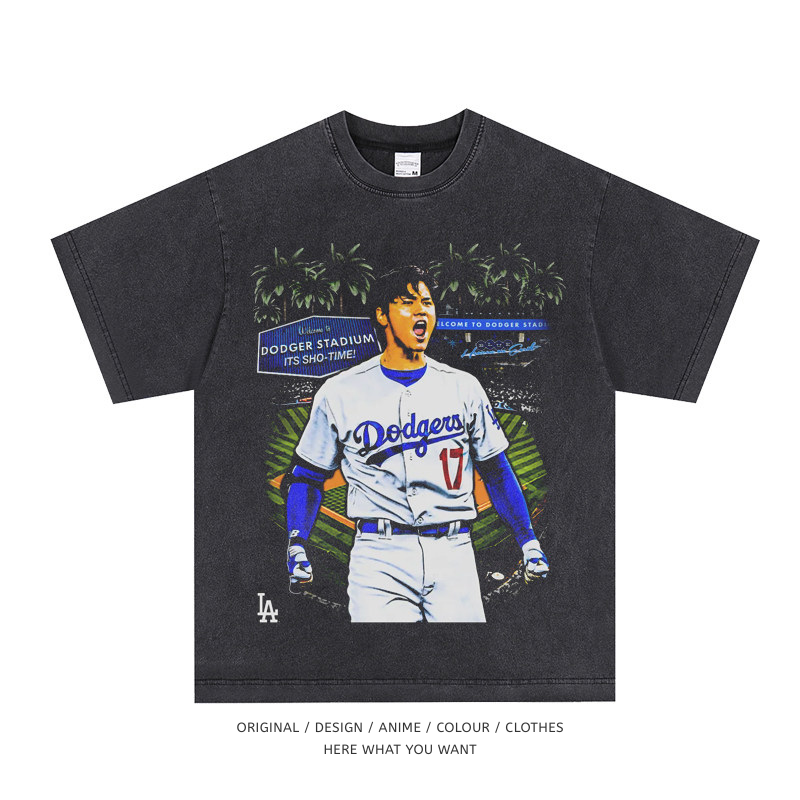 大谷翔平 Shohei Ohtani 美式复古水洗做舊T恤