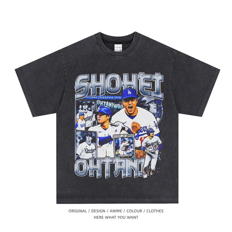 大谷翔平 Shohei Ohtani 美式复古水洗做舊T恤