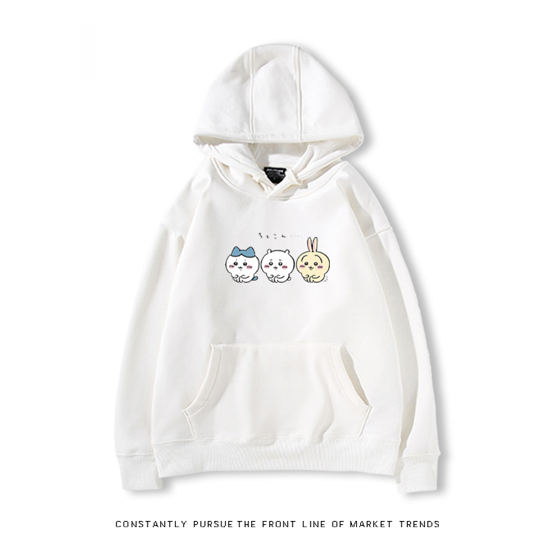 Chiikawa聯名衛衣2024秋冬新款親子情侶裝薄絨款連帽衛衣