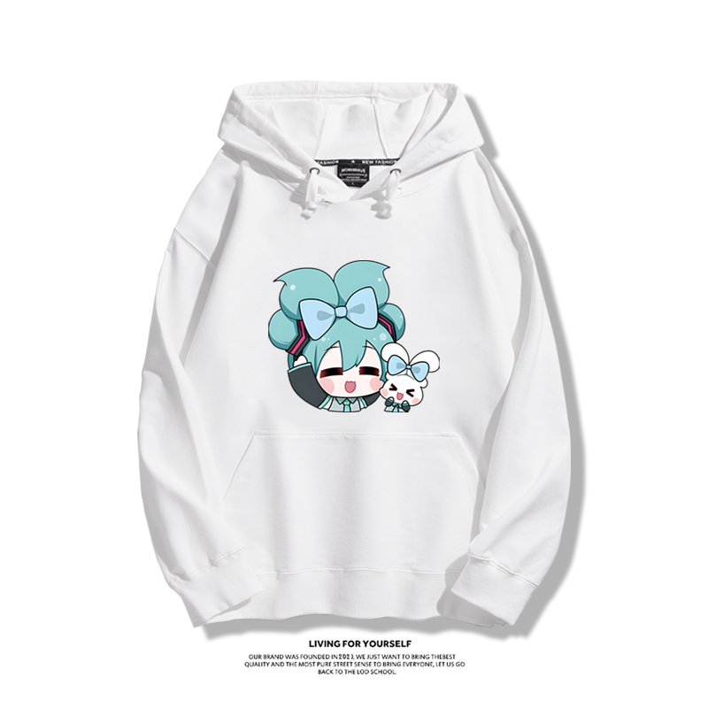 初音未來聯名衛衣2024秋冬新款親子情侶裝薄絨款連帽衛衣