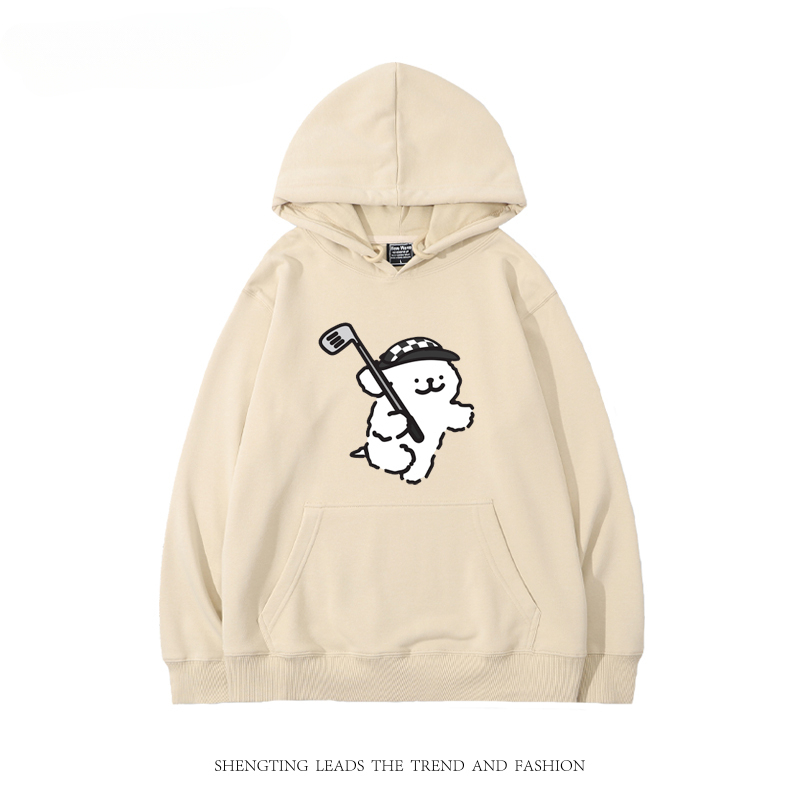 線條小狗新款 親子情侶男女款連帽衛衣-CASEZONE