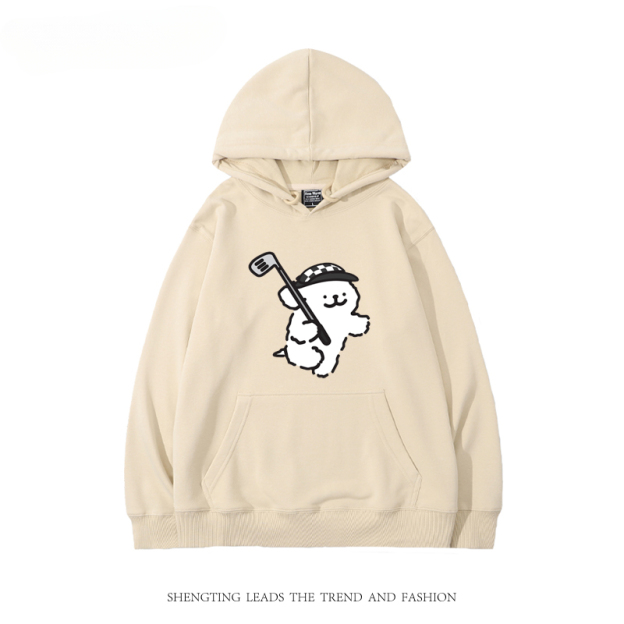 線條小狗新款 親子情侶男女款連帽衛衣-CASEZONE