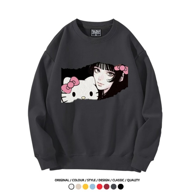 伊藤潤二X三麗鷗富江Hello kitty聯名男女同款 圓領長袖
