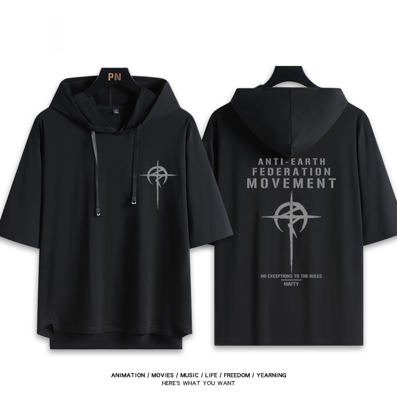 機動戰士鋼彈新款 親子情侶男女款連帽短袖T恤