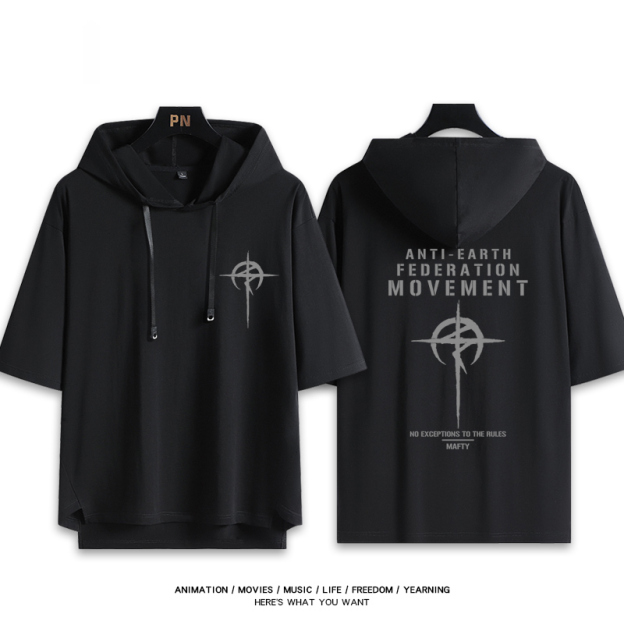 機動戰士鋼彈新款 親子情侶男女款連帽短袖T恤