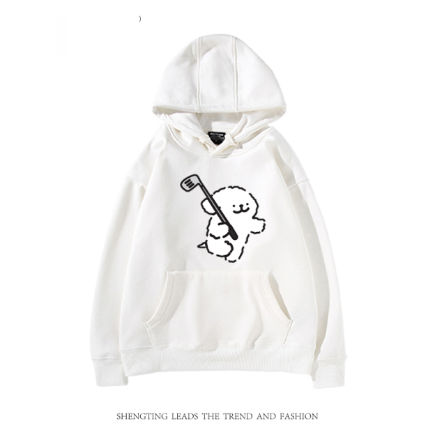 線條小狗新款 親子情侶男女款連帽衛衣-CASEZONE