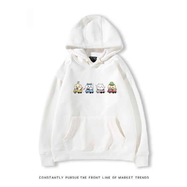 Chiikawa聯名衛衣2024秋冬新款親子情侶裝薄絨款連帽衛衣