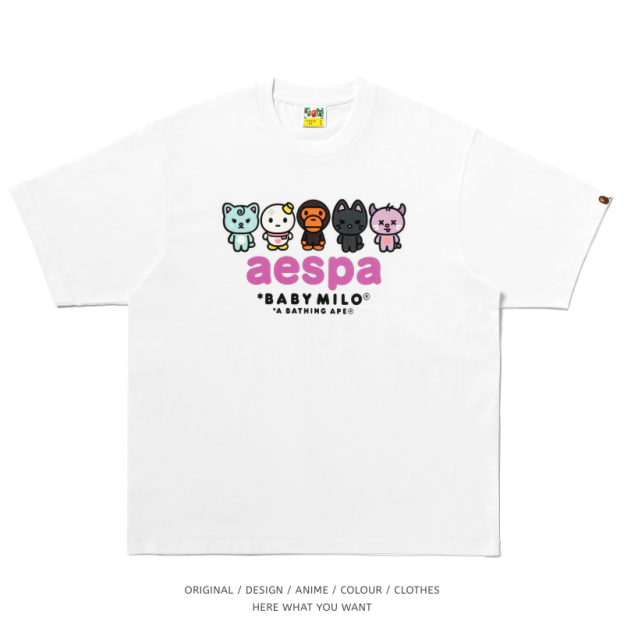 BAPE X AESPA 聯名風格短袖T恤｜純棉潮流上衣 KPOP韓團粉絲周邊