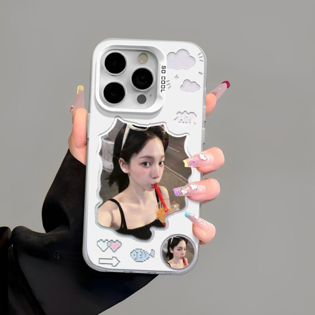 Aespa Karina 彩銀漸變手機殼