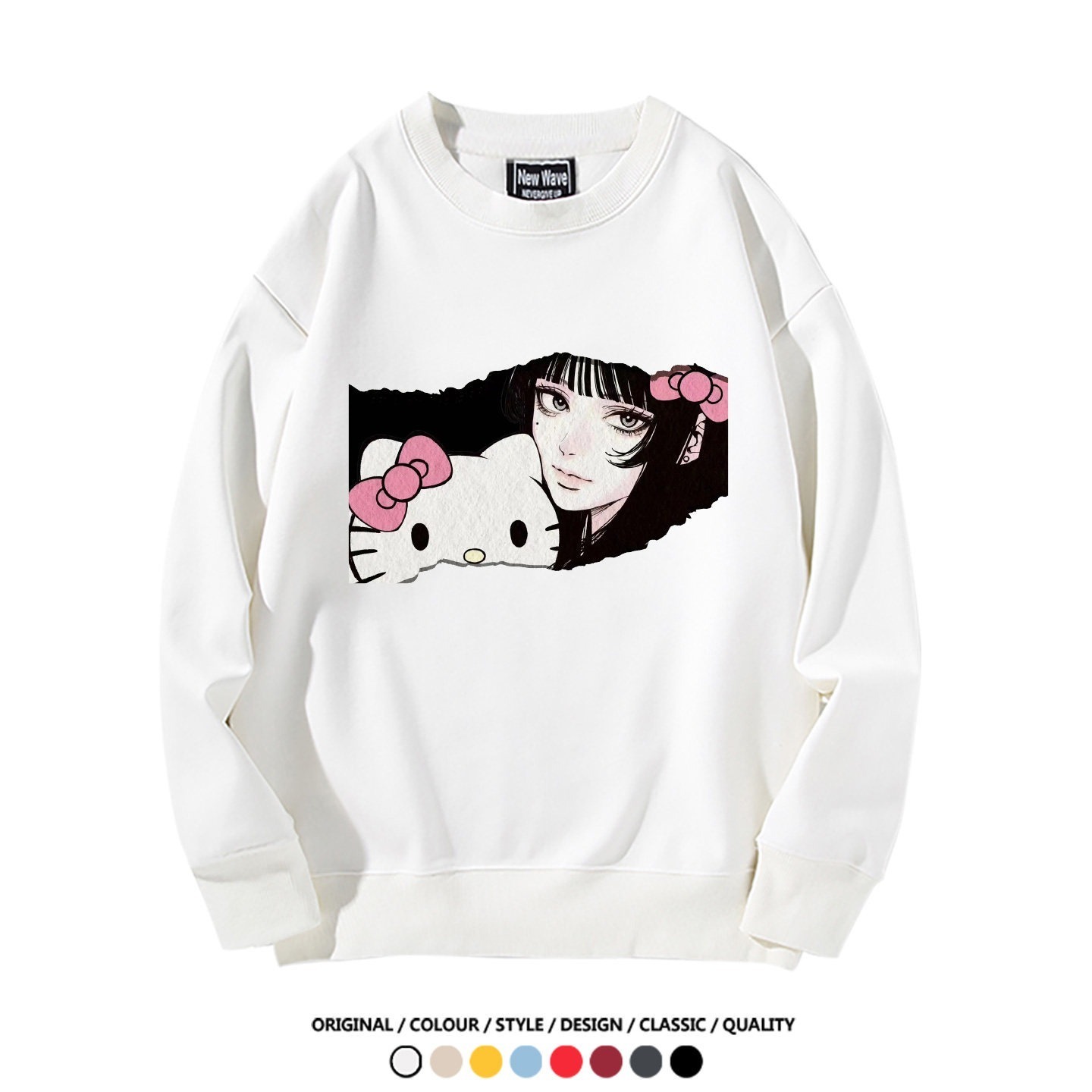 伊藤潤二X三麗鷗富江Hello kitty聯名男女同款 圓領長袖