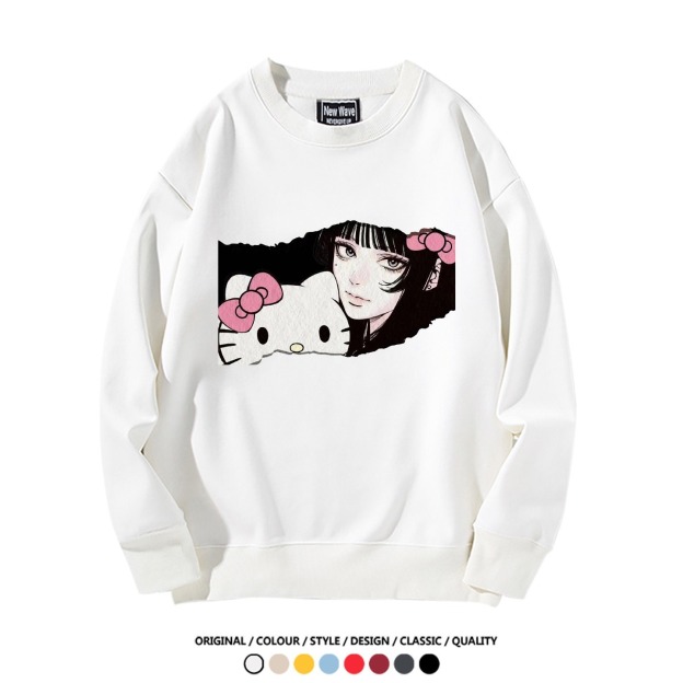 伊藤潤二X三麗鷗富江Hello kitty聯名男女同款 圓領長袖