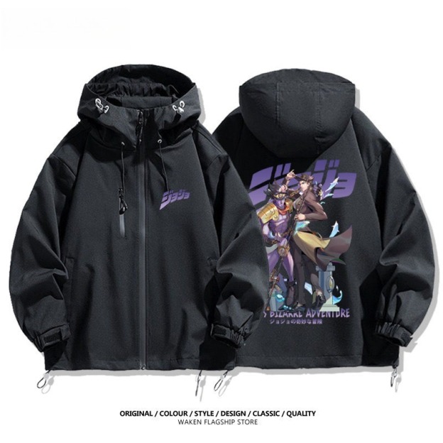 JOJO的奇妙冒險空條承太郎白金之星周邊 男女同款秋冬衝鋒衣