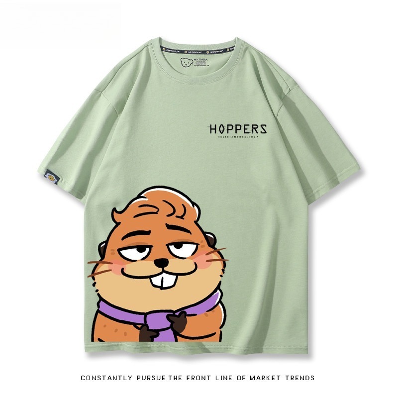 河狸世界 2026親子情侶男女同款 印花短袖T恤