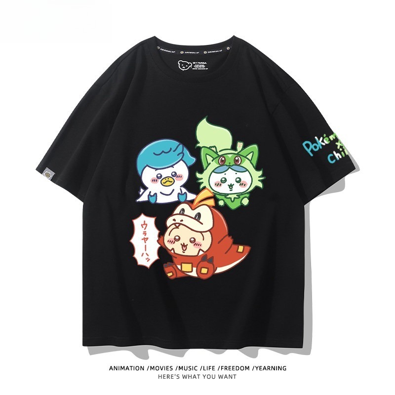 Chiikawa X 寶可夢 2026親子情侶男女同款 印花短袖T恤