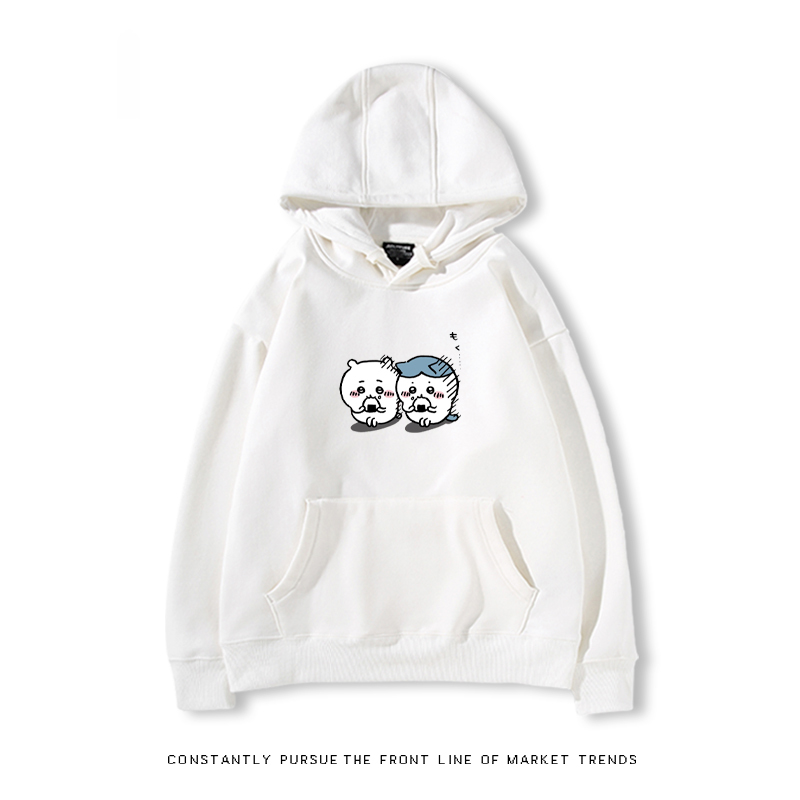 Chiikawa聯名衛衣2024秋冬新款親子情侶裝薄絨款連帽衛衣