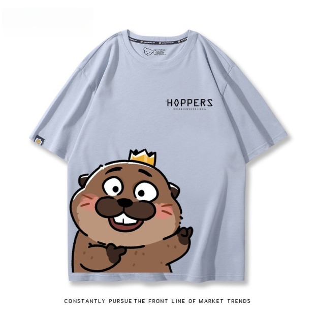 河狸世界 2026親子情侶男女同款 印花短袖T恤