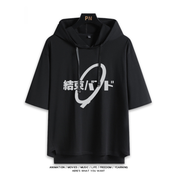 孤獨搖滾新款 親子情侶男女款連帽短袖T恤