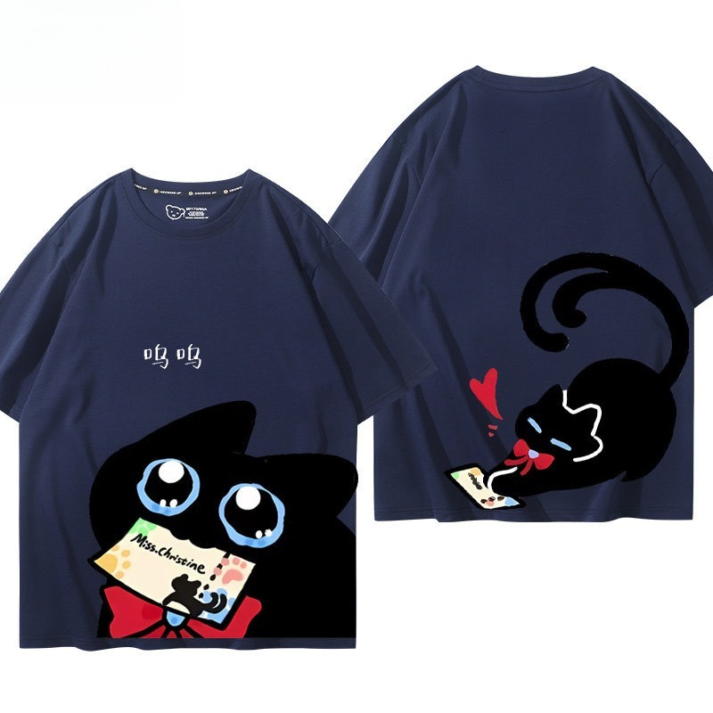 明日方舟拉普蘭德克里斯汀黑貓 印花短袖T恤