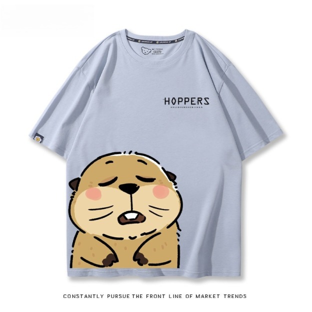 河狸世界 2026親子情侶男女同款 印花短袖T恤