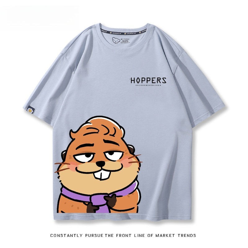 河狸世界 2026親子情侶男女同款 印花短袖T恤