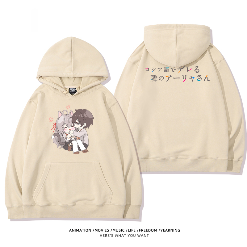 不時輕聲地以俄語遮羞的鄰座艾莉同學新款 親子情侶男女款連帽衛衣-CASEZONE