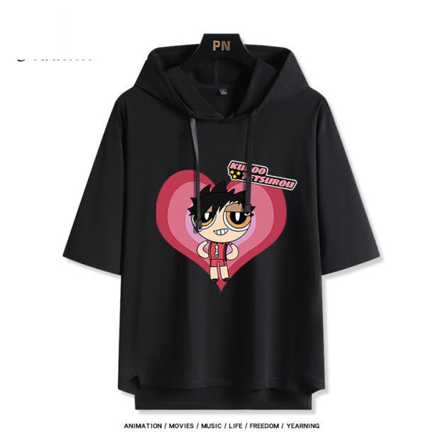 飛天小女警 x 排球少年 連帽短袖T恤