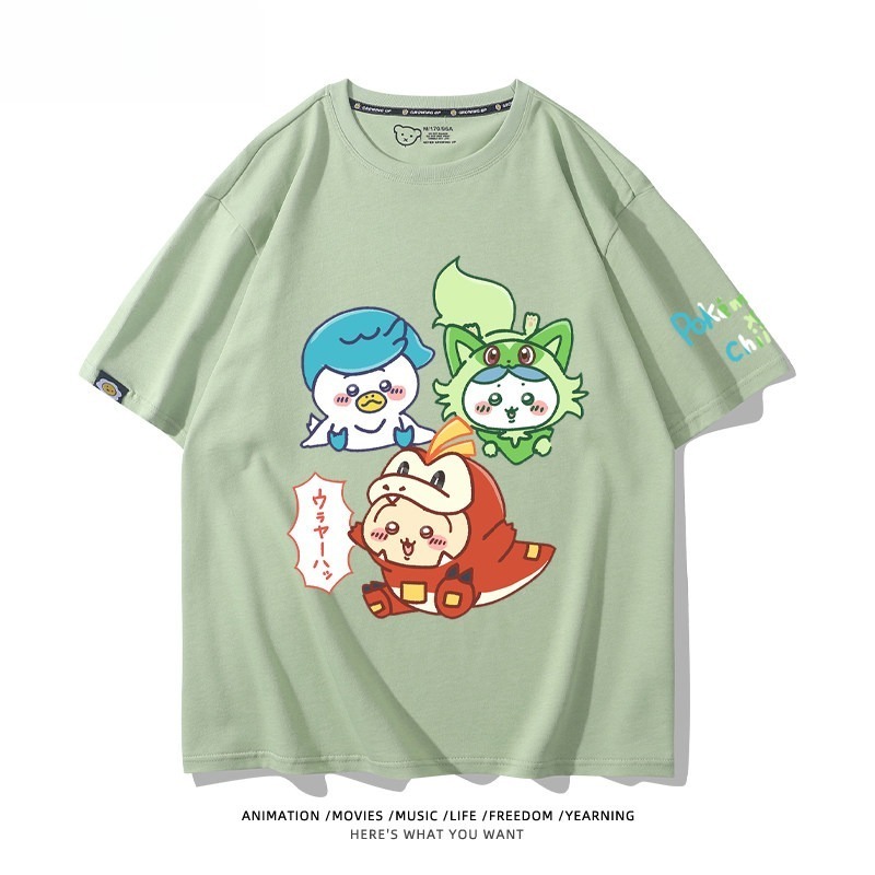 Chiikawa X 寶可夢 2026親子情侶男女同款 印花短袖T恤