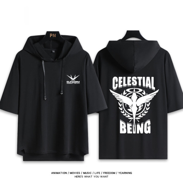 機動戰士鋼彈新款 親子情侶男女款連帽短袖T恤