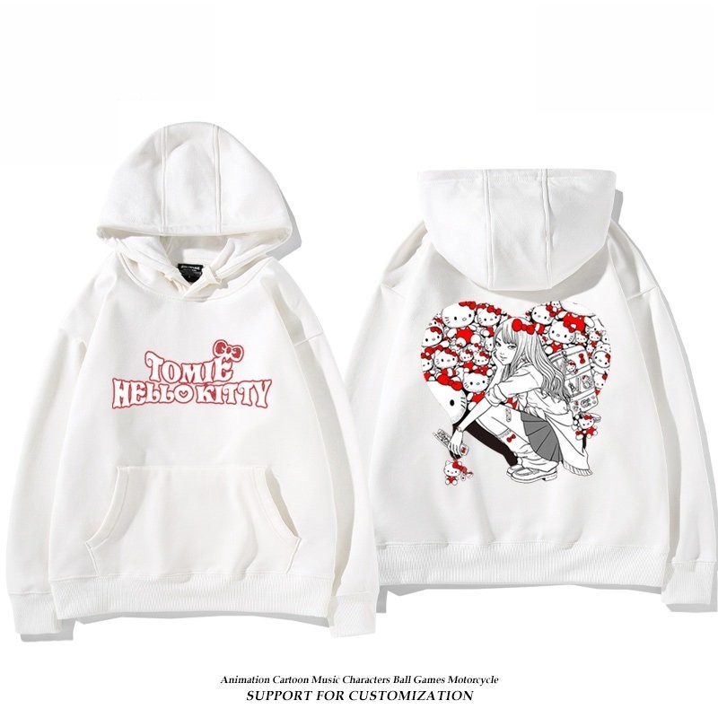 伊藤潤二X三麗鷗富江Hello kitty周邊新款 男女情侶同款連帽衛衣