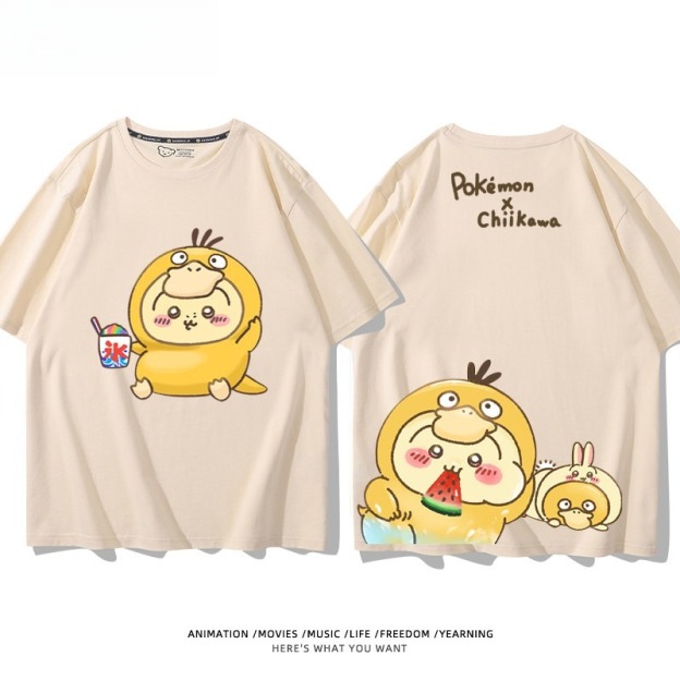 Chiikawa X 寶可夢 2026親子情侶男女同款 印花短袖T恤