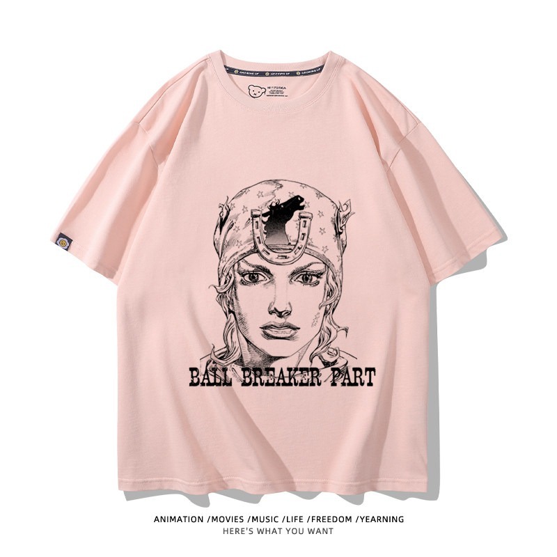 JOJO的奇妙冒險飆馬野郎周邊 男女同款親子情侶 印花短袖T恤