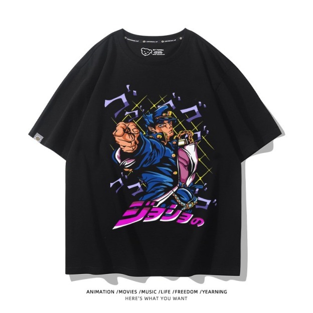 JOJO的奇妙冒險飆馬野郎周邊 男女同款親子情侶 印花短袖T恤