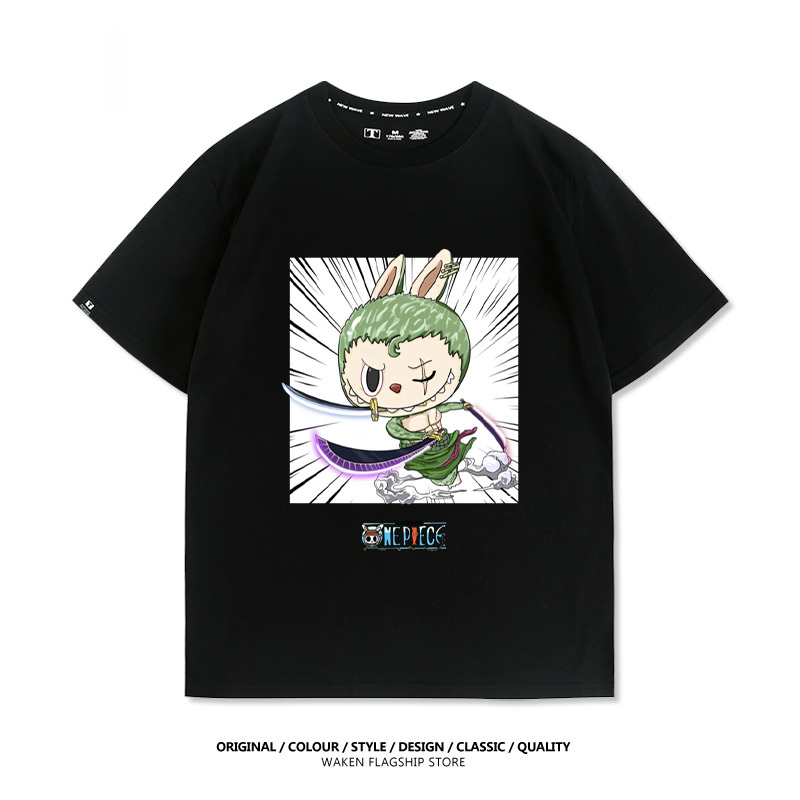 LabubuX海賊索隆 印花短袖T恤-CASEZONE