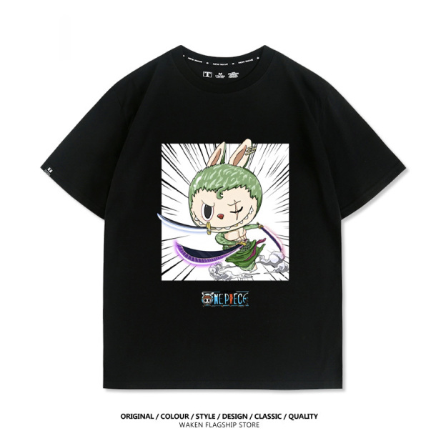 LabubuX海賊索隆 印花短袖T恤-CASEZONE