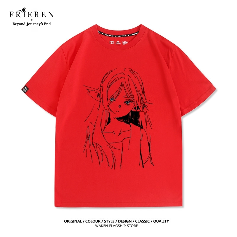 芙莉蓮動漫線條印花短袖T恤