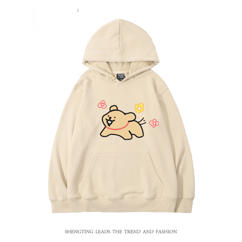 線條小狗新款 親子情侶男女款連帽衛衣-CASEZONE