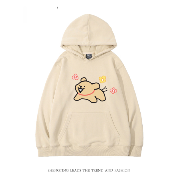 線條小狗新款 親子情侶男女款連帽衛衣-CASEZONE
