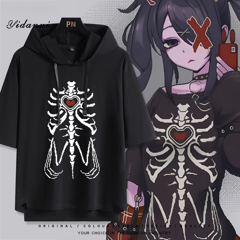 虛擬主播女孩重度依賴超天醬雨  連帽短袖T恤-CASEZONE