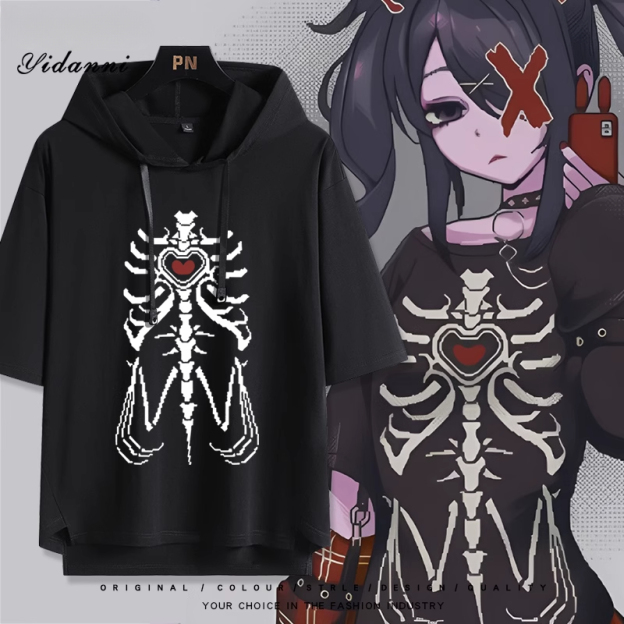 虛擬主播女孩重度依賴超天醬雨  連帽短袖T恤-CASEZONE