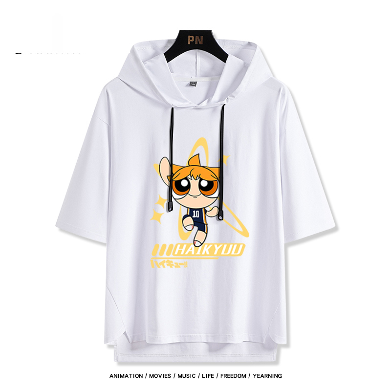 飛天小女警 x 排球少年 連帽短袖T恤