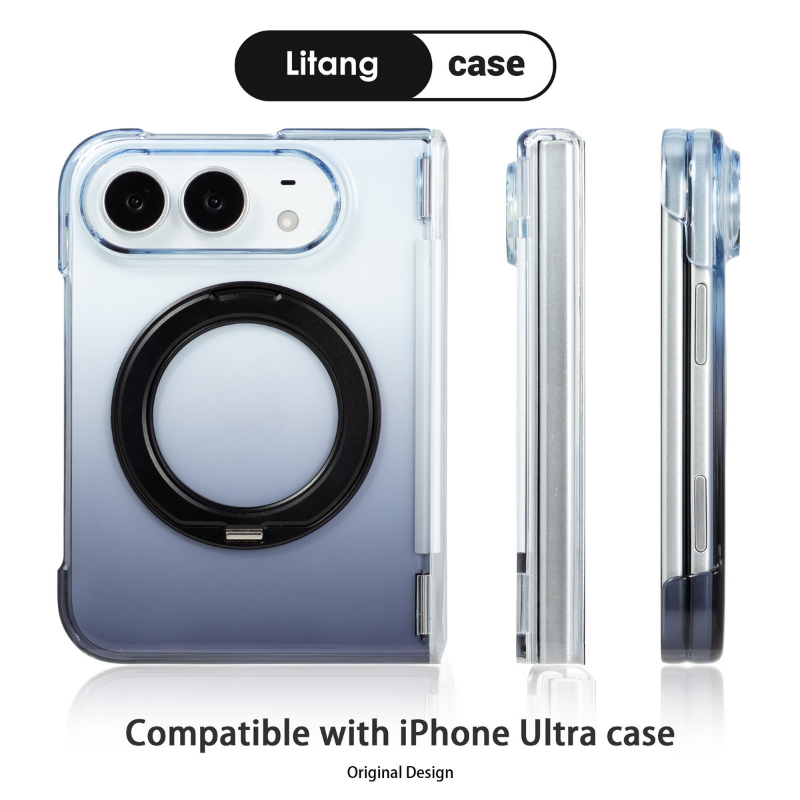 iPhone Duo 折疊手機殼｜漸變磁吸防摔殼・金屬支架保護殼