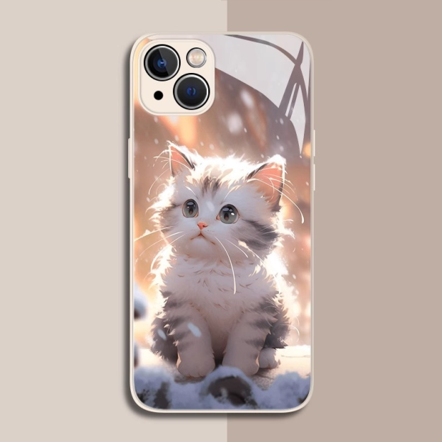 可愛貓咪新款高清全包防摔玻璃殼-CASEZONE