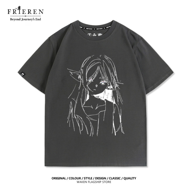 芙莉蓮動漫線條印花短袖T恤